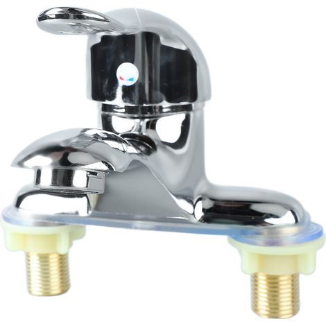 Robinet de lavabo 2 trous, mélangeur eau chaude/froide à une poignée, alliage de zinc, pour salle de bain, hôtel, maison (1/5)