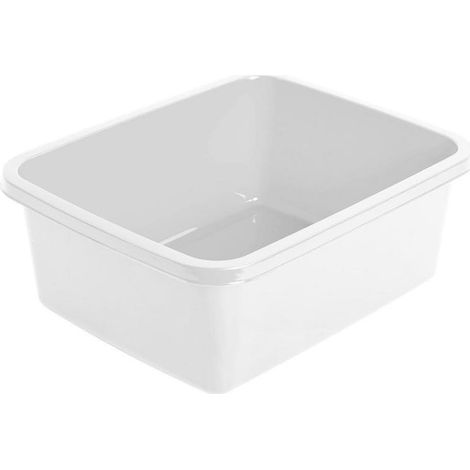 Lavabo rectangular de plástico Julie Classic para cocina y baño, 8 l, 33,7 x 26,8 cm, blanco.