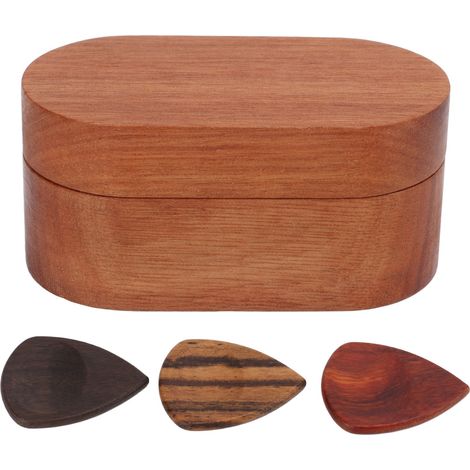Boîte à médiators en bois massif - Coffret cadeau pour guitariste - Étui de rangement (1/5)
