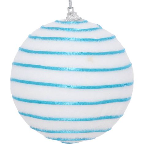 Pallina di natale bianca a strisce, diametro 100 mm - Atmosphera créateur d'intérieur (1/5)