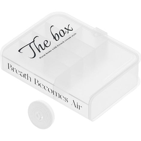 Boîte de rangement de bureau transparente en plastique, motif livre, idéale pour ranger câbles et écouteurs. (1/5)