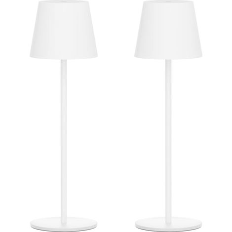 Lot de 2 LED Dimmable Lampe de Table Blanc, à batterie Lampe de Bureau Chaude avec Chargement USB-C, Lumière Aluminium Couleur 3000K, Rechargeable (1/5)