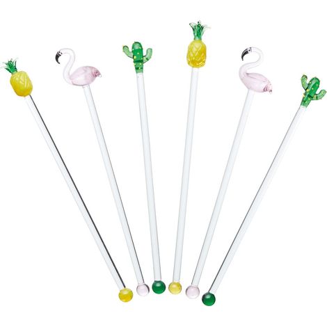BARCRAFT Tropical Chic-Cocktailshaker de Crystal (Set de 6), Mehrfarbig, 1 x 1 x 1 cm, 6er Set