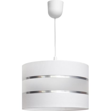 Helam HELEN Plafonnier Suspension Cylindrique Blanc, Argent 35cm