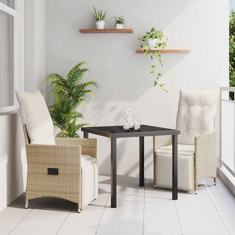 Ensemble de salle à manger pour jardin 3 pcs-Salon de jardin Beige polyrotin 235772 (1/5)