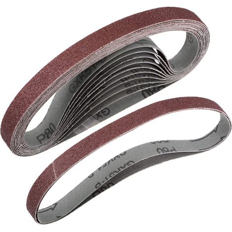 sourcing map 13mm x 455mm Bandes Abrasives 80 Grain Oxyde Aluminium 24Pcs (1/4)