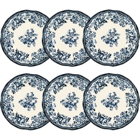 Lot de 6 assiettes à dessert en grès 20cm, FAUSTINE