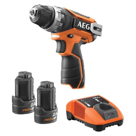 AEG – Perceuse visseuse 12V Li-ion – 2 batteries 2.0Ah Pro-Lithium – Couple 34Nm – Mandrin auto 10mm – Éclairage LED (1/7)