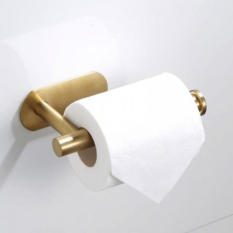 Porte-papier hygiénique auto-adhésif avec fixation murale percée sans couvercle pouvant être installé horizontalement ou verticalement Acier inoxydable SUS304 Anticorrosion - Or (1/5)