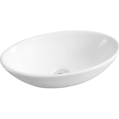 Signature Optic Oval Sit-On Countertop Basin 520mm Wide 0 Tap Hole - White (1/2)