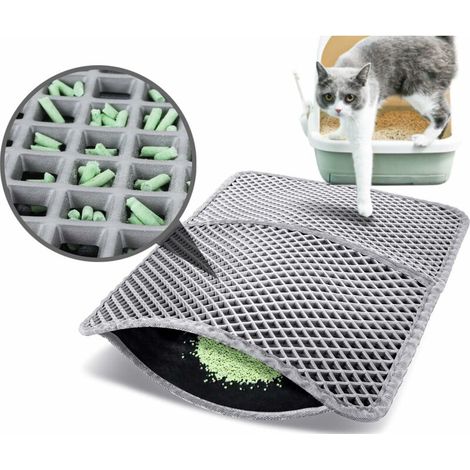 Katzenstreumatte, Katzentoilette, wasserdichtes, ungiftiges EVA, doppellagiges Wabenmuster, rutschfeste Katzenstreumatte für die Toilette (45 x 60 cm)