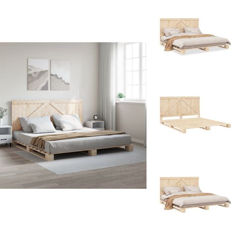 Cadre de lit sans matelas avec tête de lit 200x200 cm - Lit Double - Cadre De Lit - Lit En Bois - Lit Design - Lit Moderne (1/5)