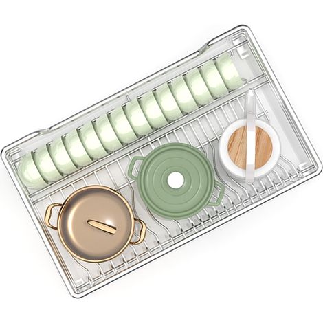 Organisateur de placard coulissant à 2 niveaux avec panier coulissant robuste pour cuisine et salle de bain.