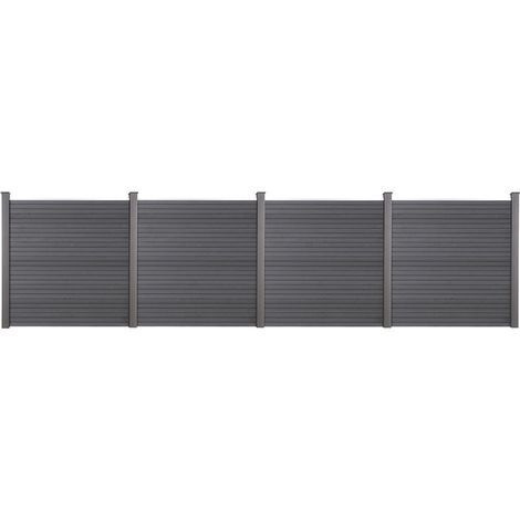 HOME DELUXE WPC Sichtschutzzaun CALLADO - 4 x Element + 5 x Pfosten I Sichtschutz Holzoptik, WPC Zaun Anthrazit, WPC Stecksystem Zaun Sichtschutz Holzoptik, WPC Zaun Anthrazit, WPC Stecksystem Zaun,
