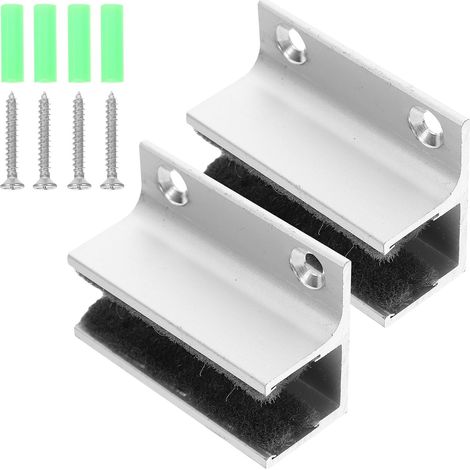 2 pièces guide de sol pour porte en verre, aluminium (1/5)