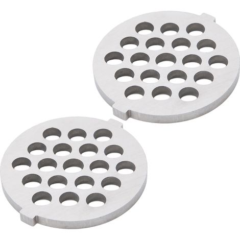 2 lames de hachoir électrique en acier inoxydable, plaque de broyage à trous ronds pour hachoir de type 5/B (7 mm, 19 trous) (1/5)