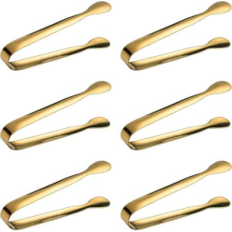 Lot de 6 Pinces à Sucre En Acier Inoxydable Pour la Cuisine Pince à Glaçons en Acier Inoxydable Pince de Cuisine Pour Café et Thé Pinces à Sucre (1/5)