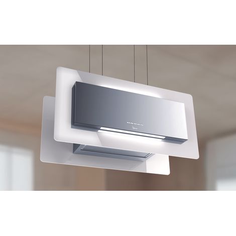 CAPPA TRISIA APPESA cm 90x43 - Inox, vetro Bianco - 800 m3/h (1/4)