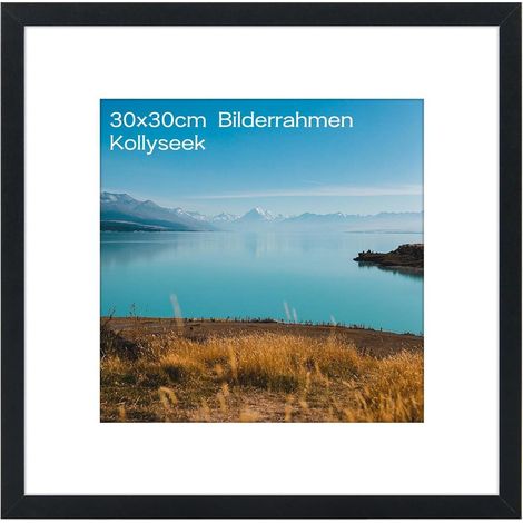 Bilderrahmen 30x30 cm MDF Schwarz mit Acrylglas zum Aufhängen und Aufstellen (1/5)