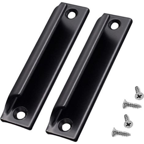 2-piece (black) Aluminum alloy handle, sliding door handle, balcony door handle, cabinet drawer handle, for windows, furniture hardware with screws (1/5)