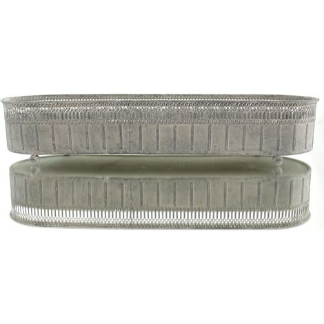 POSIWIO Pflanzschale L Grau Vintage Stil 51 x16 cm - Metall verzinkt (1/3)