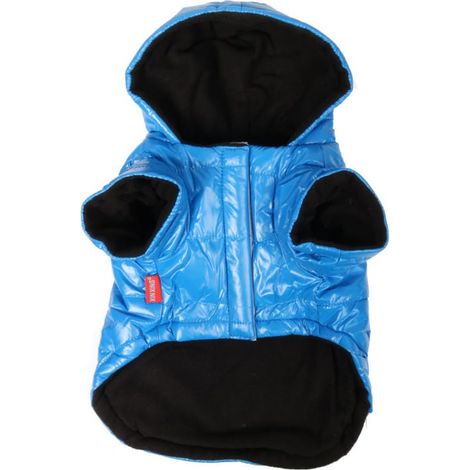 Winterjacke für mittelgroße Hunde, Größe L, mit Fleecefutter und Tasche, schwarz und blau, wasserdicht (1/5)