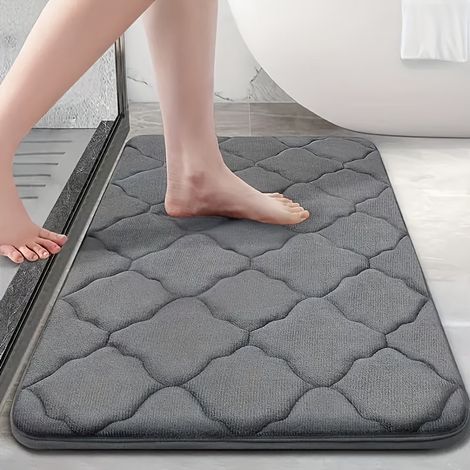 Tappetino da bagno - Tappetino da bagno ad asciugatura rapida 40x60 - Antiscivolo e morbido - Motivo a rombi grigi - Assorbente e lavabile a mano (1/2)