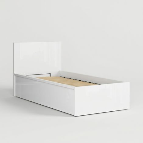 Lit simple avec coffre de rangement 90x200 Tetrix - Blanc (1/3)