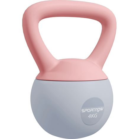 4KG Soft Kettlebell-Kettlebell with Non-Slip Handle for Home Gym-Weight Lifting-Strength Training-Pink/Grey (1/5)