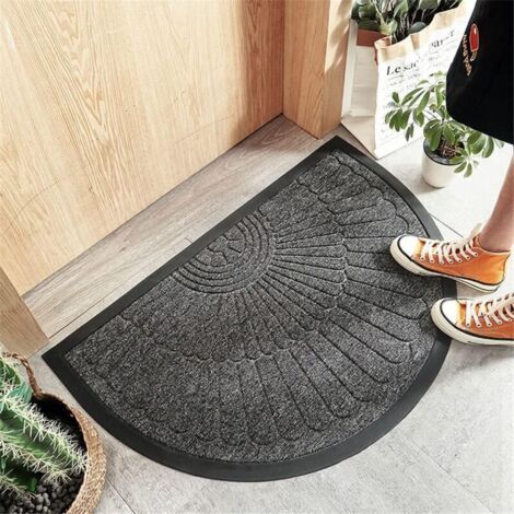 (50 80CM,Gris foncé)Tapis de Porte Demi-Rond, Doux Antidérapant Tapis Entrée Intérieur Lavable Tapis Paillasson pour entrée d (1/4)