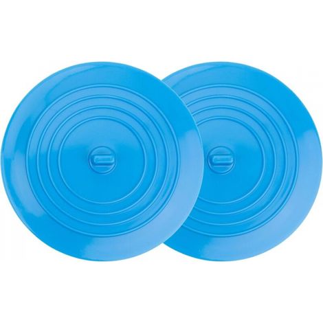 Bouchon de Vidange en Silicone pour Baignoire, Douche et évier de cuisine, Bouchon amovible, empêche l'eau de s'écouler, 15 cm de diamètre, pour trous de vidange jusqu'à 120 mm, 2 x Bleu (1/5)