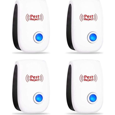 Ultrasonic Repellent Anti-Rodent Insects, Mosquito Repellent, Electric Fly Repellent Indoor Mouse Repellent Device, Mosquito, Cockroach, Ant, Spider, 100% Harmless (4 Packs)