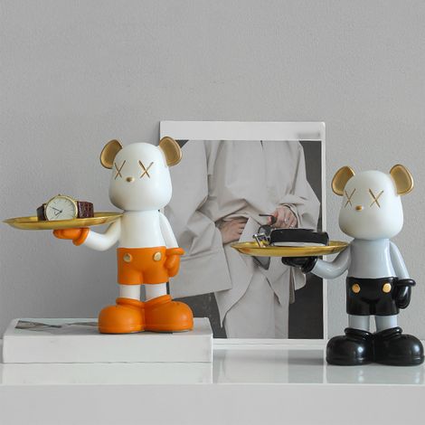 Ornement Ours Violent pour table basse d'intérieur, salon, entrée, décoration de table, plateau de rangement créatif pour clés, ours jaune violent (1/5)