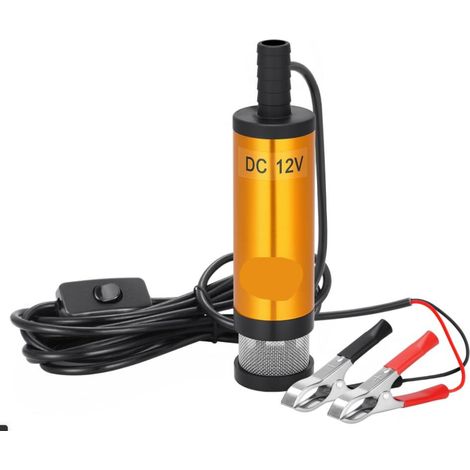 12V Pompe à Huile avec Clip, Diesel, Huile de Chauffage Pompe Submersible Eau Transfert de Carburant Allume Cigare avec Filtre Amovible pour Caravane