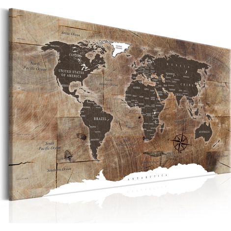 Tableau Imprimé "World Map : Wooden Mosaic" 40 x 60 cm (1/2)