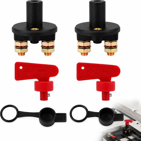 2 Pieces 12V Battery Switch Isolator Circuit Breaker Auto Car Boat Truck Power Disconnect Safe with Key and Weather Shield, Protection Electrical System (1/5)