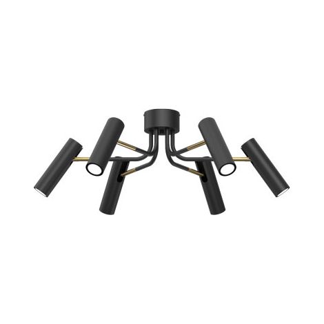 Plafonnier minimaliste noir/or Axion 6 spots GU10 8W