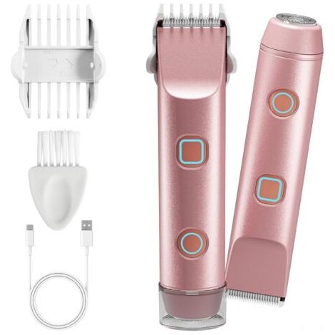 Rasoir Electrique Femme 2 in 1, Tondeuse Femmes Intime, Étanche Rasoir Femme, utilisation humide et sèche pour Bikini, Visage, Aisselles, Jambes