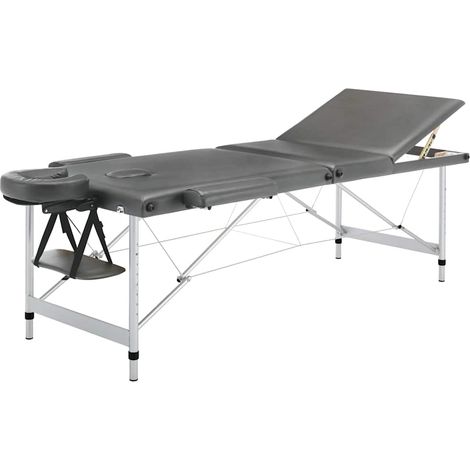 Table de massage pliante 3 zones en aluminium réglable avec sac anthracite 186 x 68 cm (1/5)