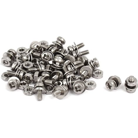M2 x 5mm 304 Edelstahl Kreuzschlitzschrauben mit Kreuzschlitz Muttern Unterlegscheiben 30 Sätze (...