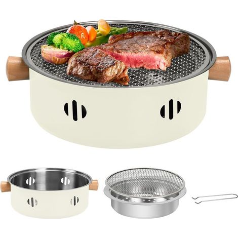 x Holzkohlegrill, Mini-Multifunktionsgrill ohne Rauch, rundes Holzkohlegrill-Set für Familienfeiern und Grillabende, Grillzubehör (1/5)
