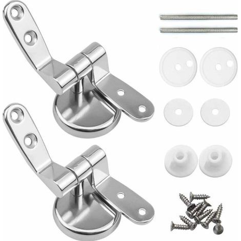 Attaches Charnière Abattant WC, Lot de 2 Charnières de Rechange pour Lunette de Toilette avec Fixations en Alliage (1/5)