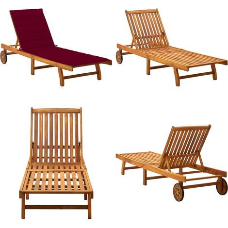 Sonnenliege mit Auflage Akazie Massivholz - Holz-Sonnenliege - Gartenliege - Lounge Chair - Akzidenzliegenstil - Akazienholzsitzgelegenheit - Home & Living (1/5)