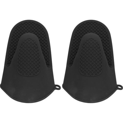 Allecto - Guantes de cocina - Resistentes al calor - Negros - Silicona - Antiquemaduras - Ideales para cocinar y hornear - 2 unidades (1/5)