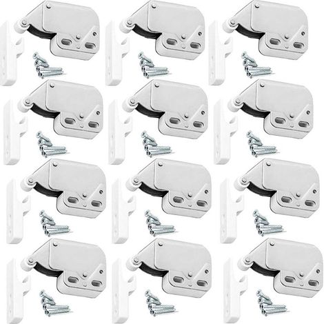 Fermeture à Ressort Porte d'Armoire, 12PCS Loqueteaux à Ressort Mini Latch Serrure à Ressort Avec Des Vis pour Armoire Peut Etre Utilisé pour Les Placards Tiroirs Panneaux De Particules (A) (1/5)