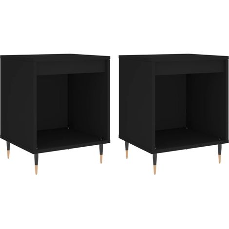 Juego de 2 mesitas de noche con compartimento abierto 40 x 35 x 50 cm madera de ingeniería negra DEC035551