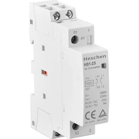 Contacteur ca domestique, HS1-25, 2 pôles 1NO 1NC, CA 220V/240V tension de bobine, 35mm montage sur Rail DIN (1/5)
