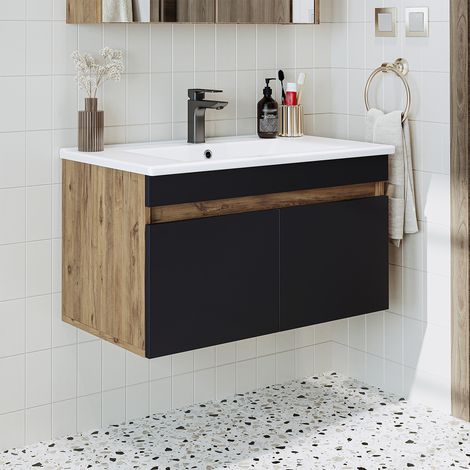 Roomart ATRIA-85 Badmöbel-Set 2-tlg 85 cm breit, Anthrazit-Eiche (1/5)
