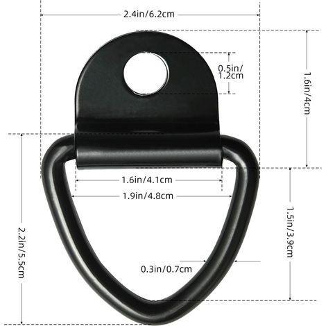 Crochets d'Arrimage Anneaux d'Amarrage en d V-Ring Attaches Anneau de Ttraction Fixation en Acier Inoxydable pour Kayaks Bateaux Canoë, Noir, Surface qui se nettoie sans produit particulier (1/5)