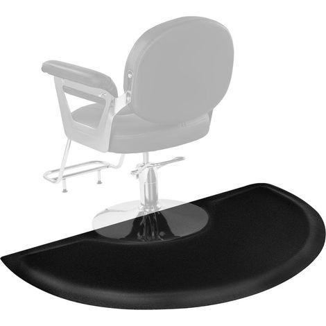 Tapis de Chaise Coiffure Anti-fatigue Demi-cercle 1520x910x13 mm en PVC Noir pour Salon de Coiffure et Barbier (1/5)